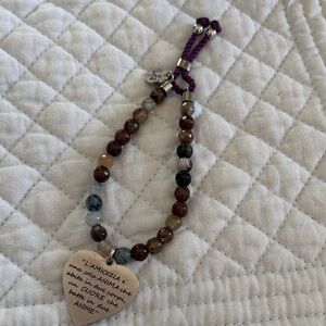 Handcrafted Brown Beaded Bracelet with Heart Charm